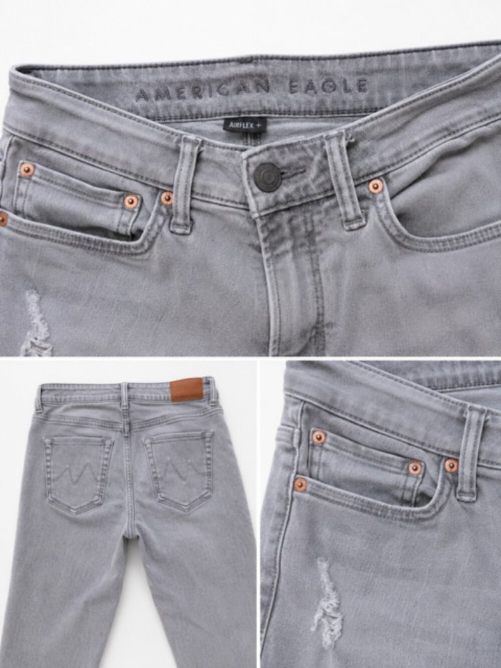 American Eagle AirFlex+ Distressed Jeans – Light Gray – Men’s Size 32